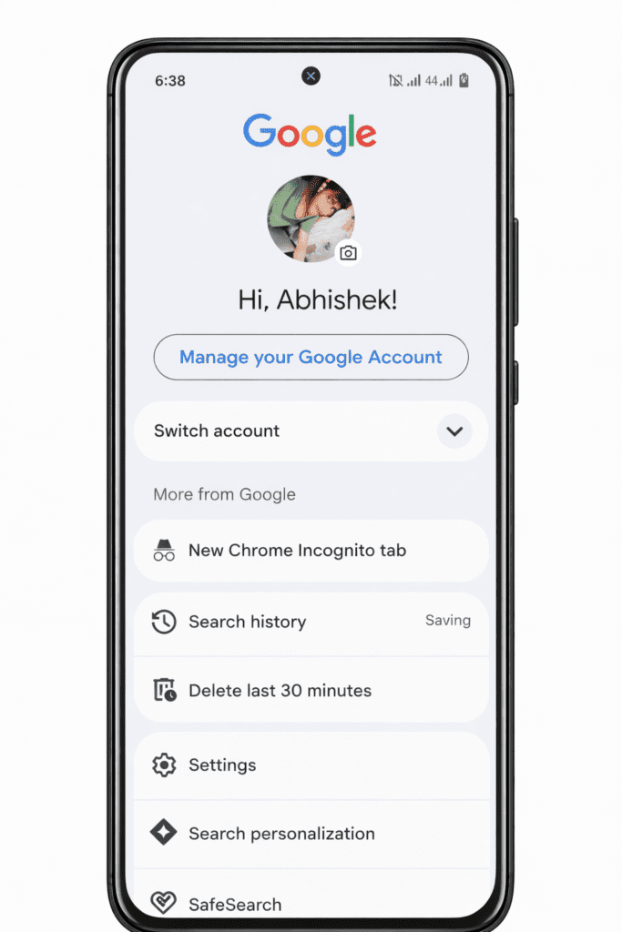 google account manage screen on mobile before youtube channel permanently delete process