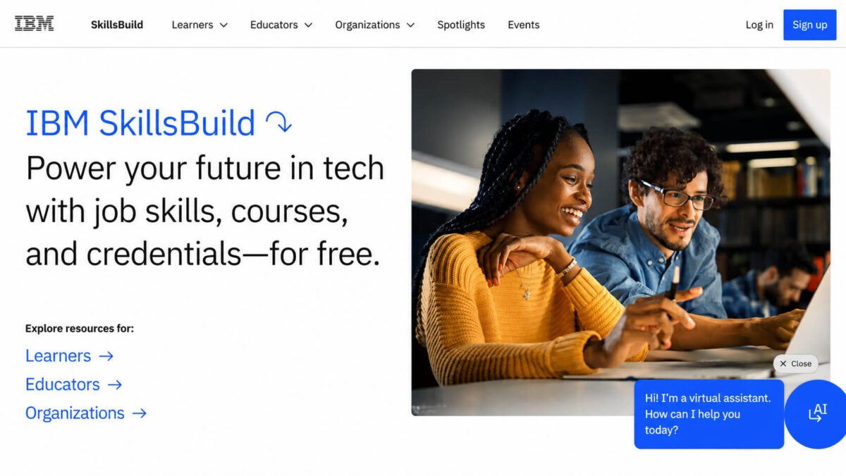 IBM SkillsBuild free online learning platform homepage