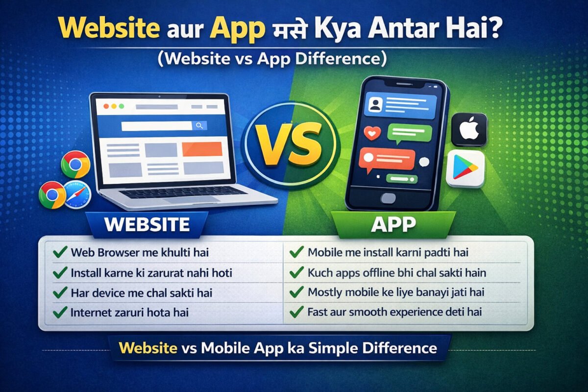 Website vs App Difference – Website aur Mobile App me kya antar hota hai