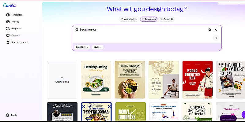 Canva me Instagram post search result templates