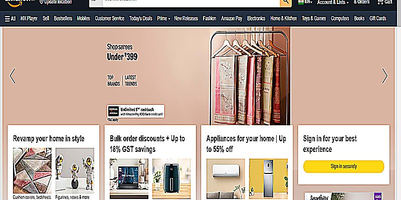 ecommerce website example amazon