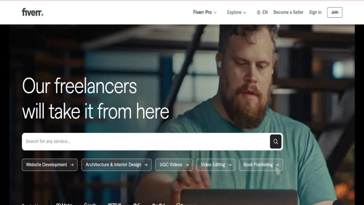 fiverr website homepage screenshot freelancing platform