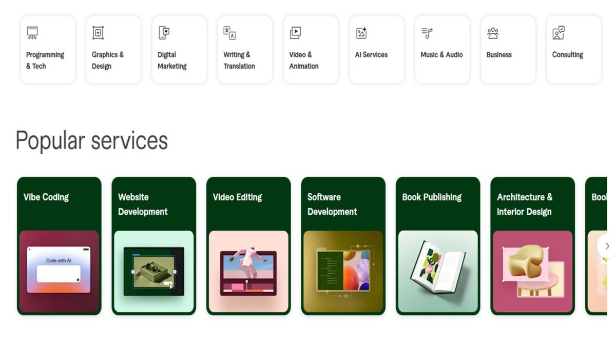 fiverr popular services categories screenshot