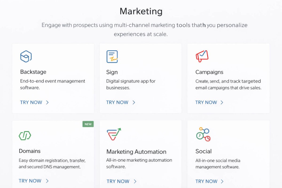 Zoho marketing tools overview — Campaigns, Marketing Automation, Social, Backstage, Sign और Domains
