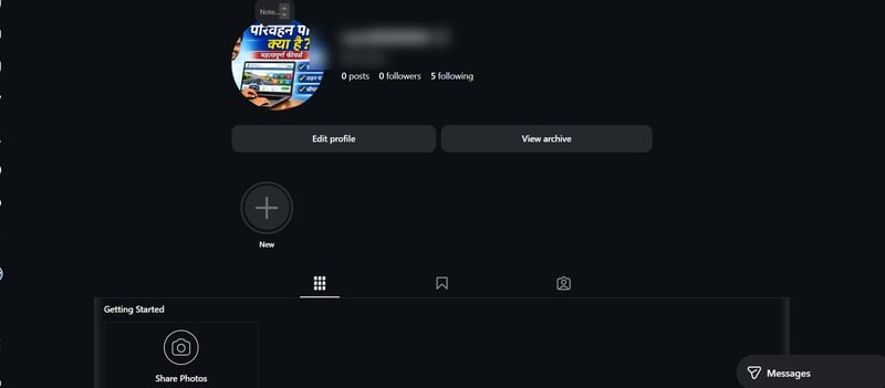 Instagram profile open in Chrome before deleting account