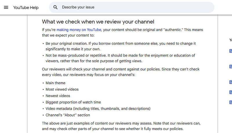 YouTube review process what YouTube checks when reviewing your channel official screenshot