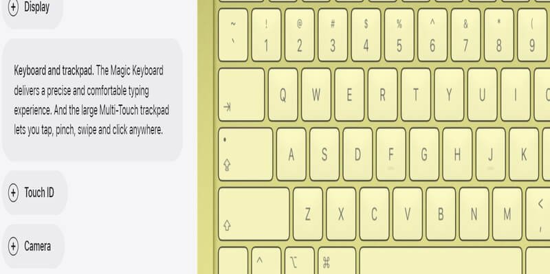 MacBook Neo Magic Keyboard and large Multi-Touch trackpad shown on Apple website